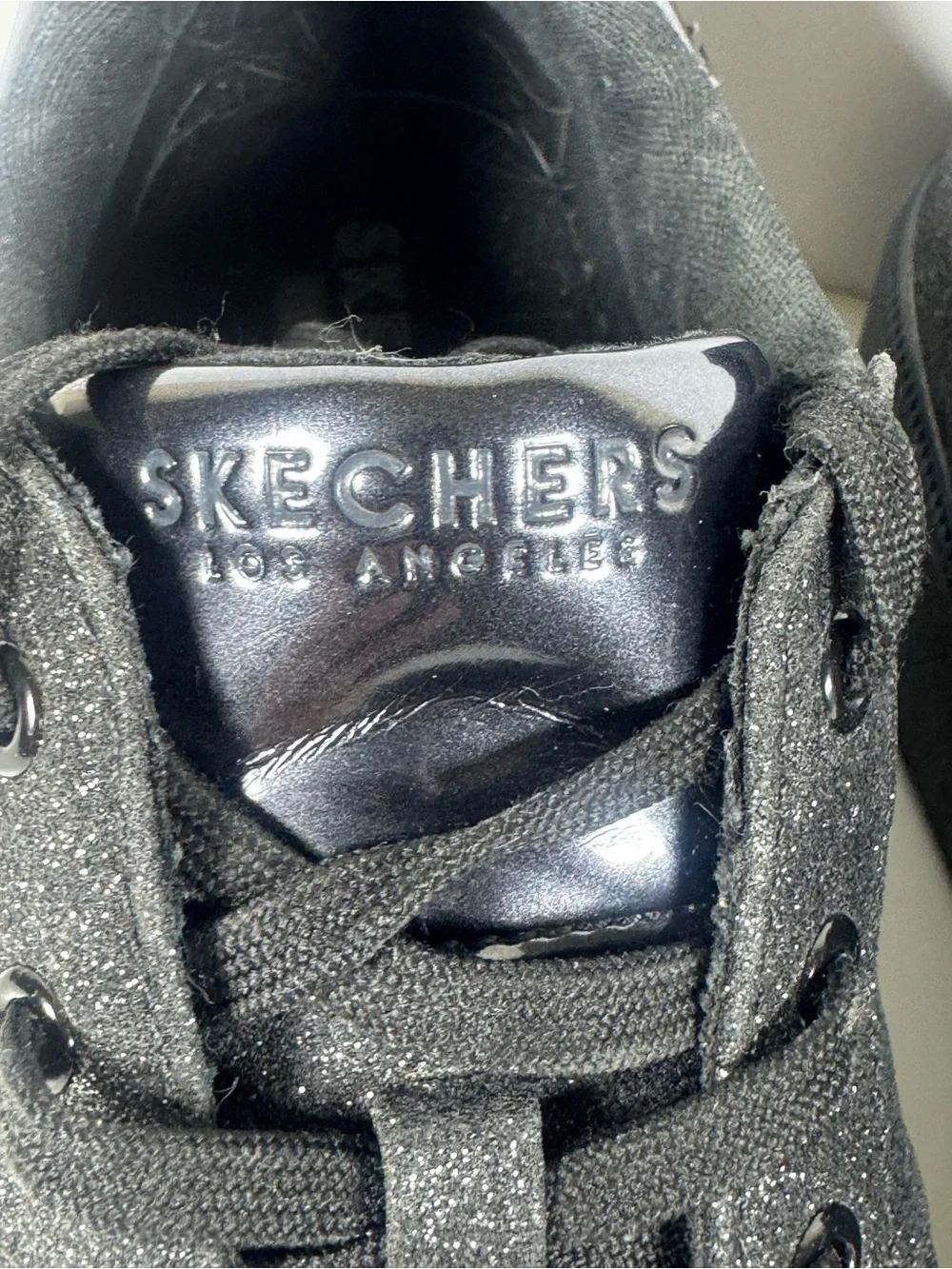 Skechers Black Glitter Platform Lace-Up Sneakers